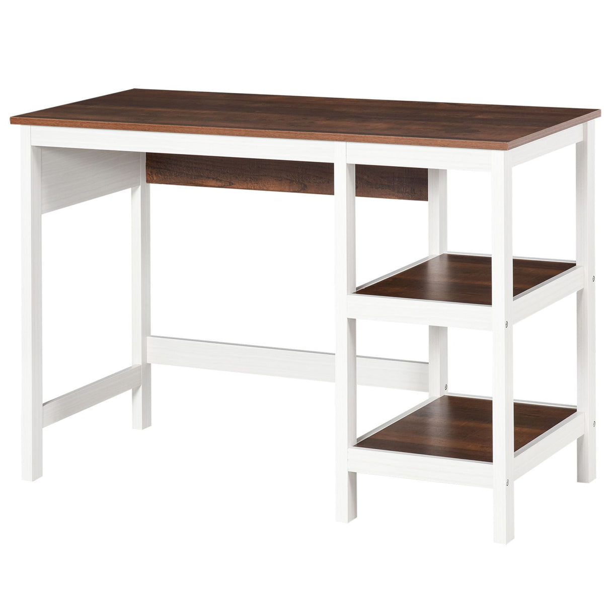 easycomfort easycomfort scrivania ufficio con 2 mensole in legno casa e studio noce e bianco ean 8054144132204