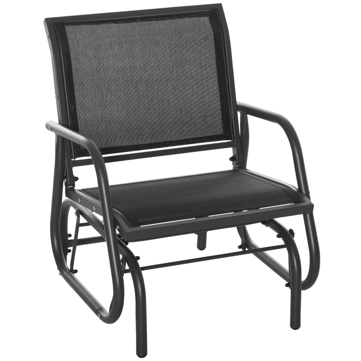 easycomfort easycomfort sedia a dondolo da giardino in metallo e seduta in tessuto traspirante 75x66x85cm nero e grigio scuro ean 8055776911199