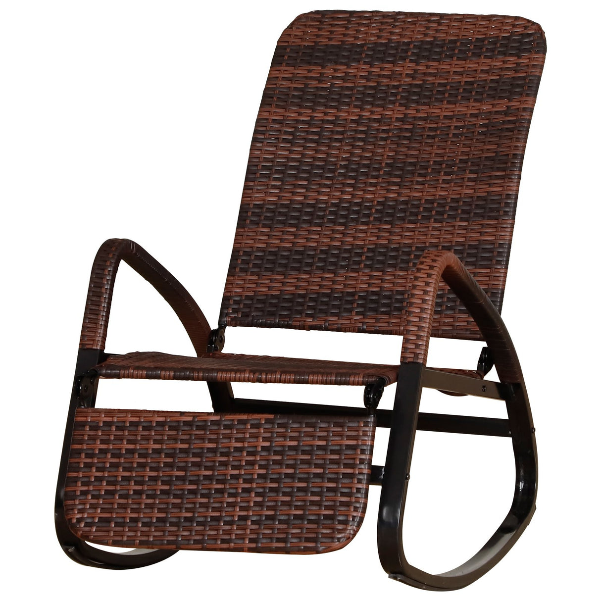 easycomfort easycomfort sedia a dondolo da giardino in pe rattan reclinabile e pieghevole marrone ean 8054144137780