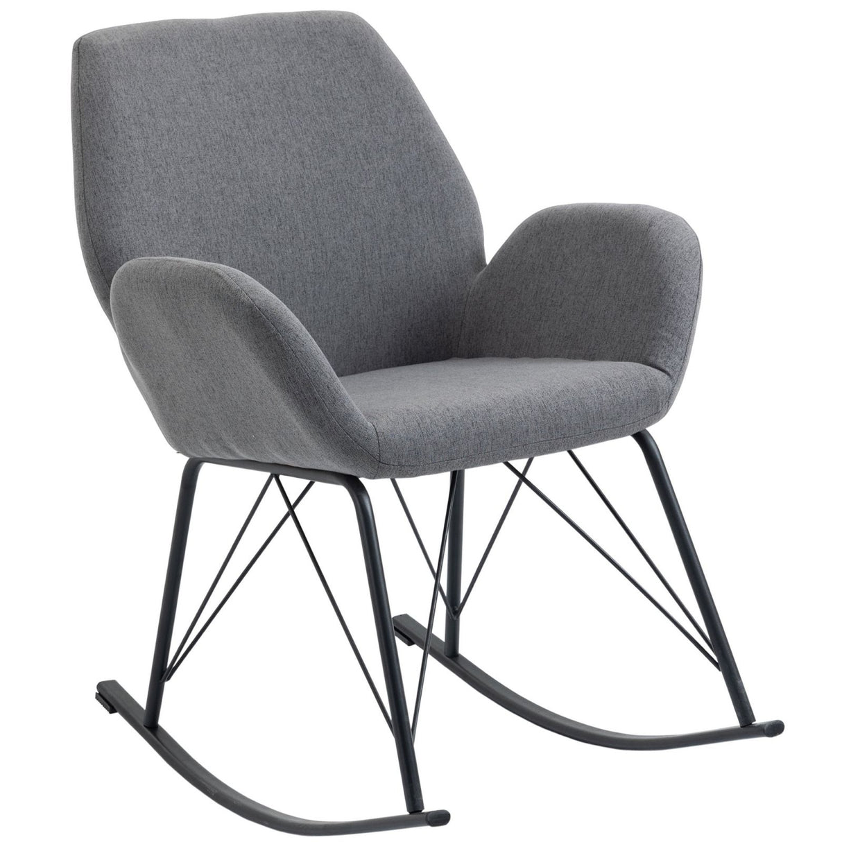 easycomfort easycomfort sedia a dondolo moderna imbottita in metallo e tessuto per soggiorno e salotto 65x80x88cm grigio
