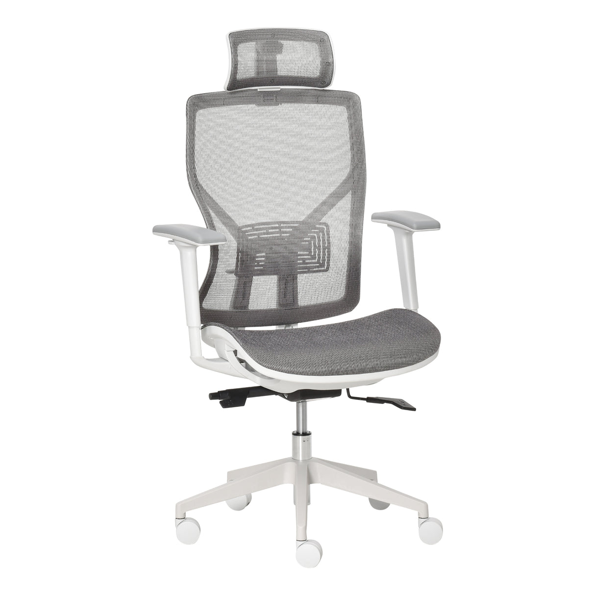 easycomfort easycomfort sedia ergonomica da ufficio con poggiatesta inclinazione e altezza regolabile poltrona girevole basculante con ruote e schiena in rete 67x65x120 128cm grigio