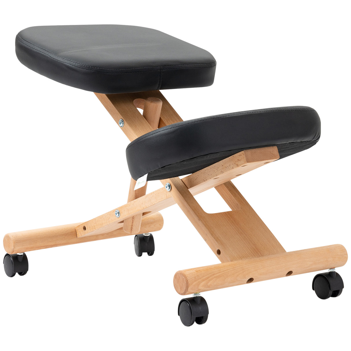 easycomfort easycomfort sedia inginocchiatoio in legno per casa e ufficio con ruote e altezza regolabile 43x67x57 75 cm nera