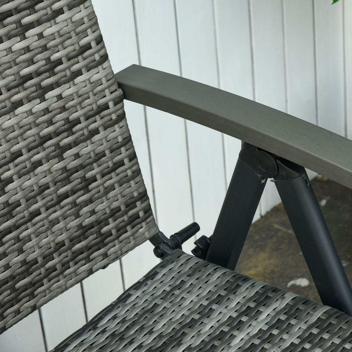 easycomfort easycomfort sedia pieghevole da giardino in rattan pe con braccioli e schienale reclinabile grigio ean 8054144139258