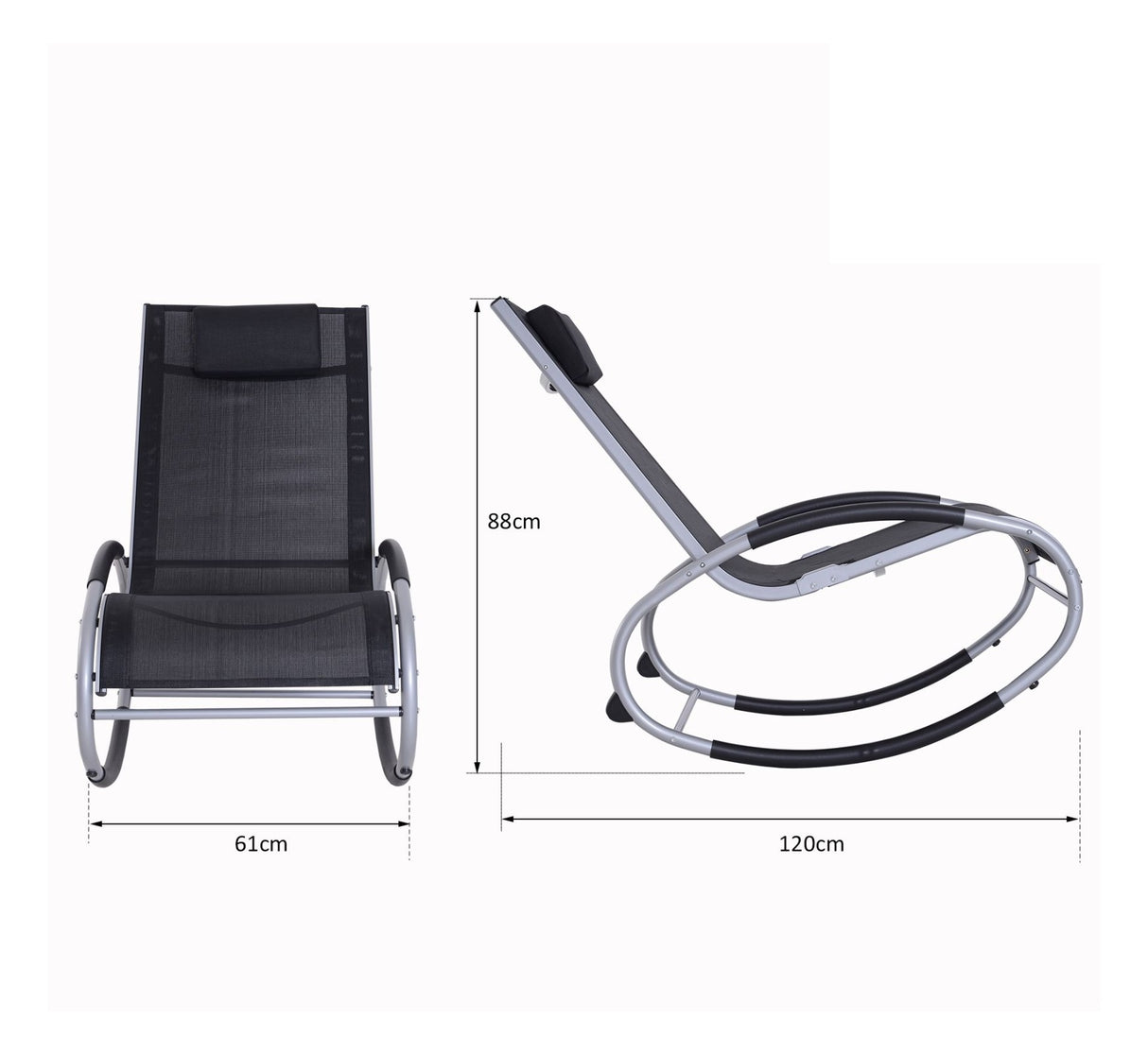 easycomfort easycomfort sedia sdraio a dondolo da giardino impermeabile con telaio in alluminio nero ean 8054144136882