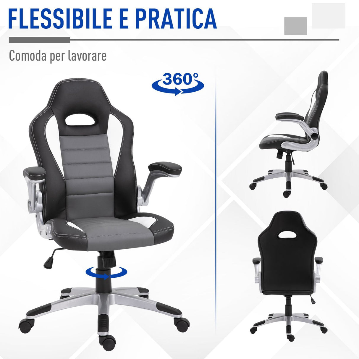 easycomfort easycomfort sedia ufficio sedie da gaming dirigenziale regolabile girevole stile grigio e nero ean 8054111843911
