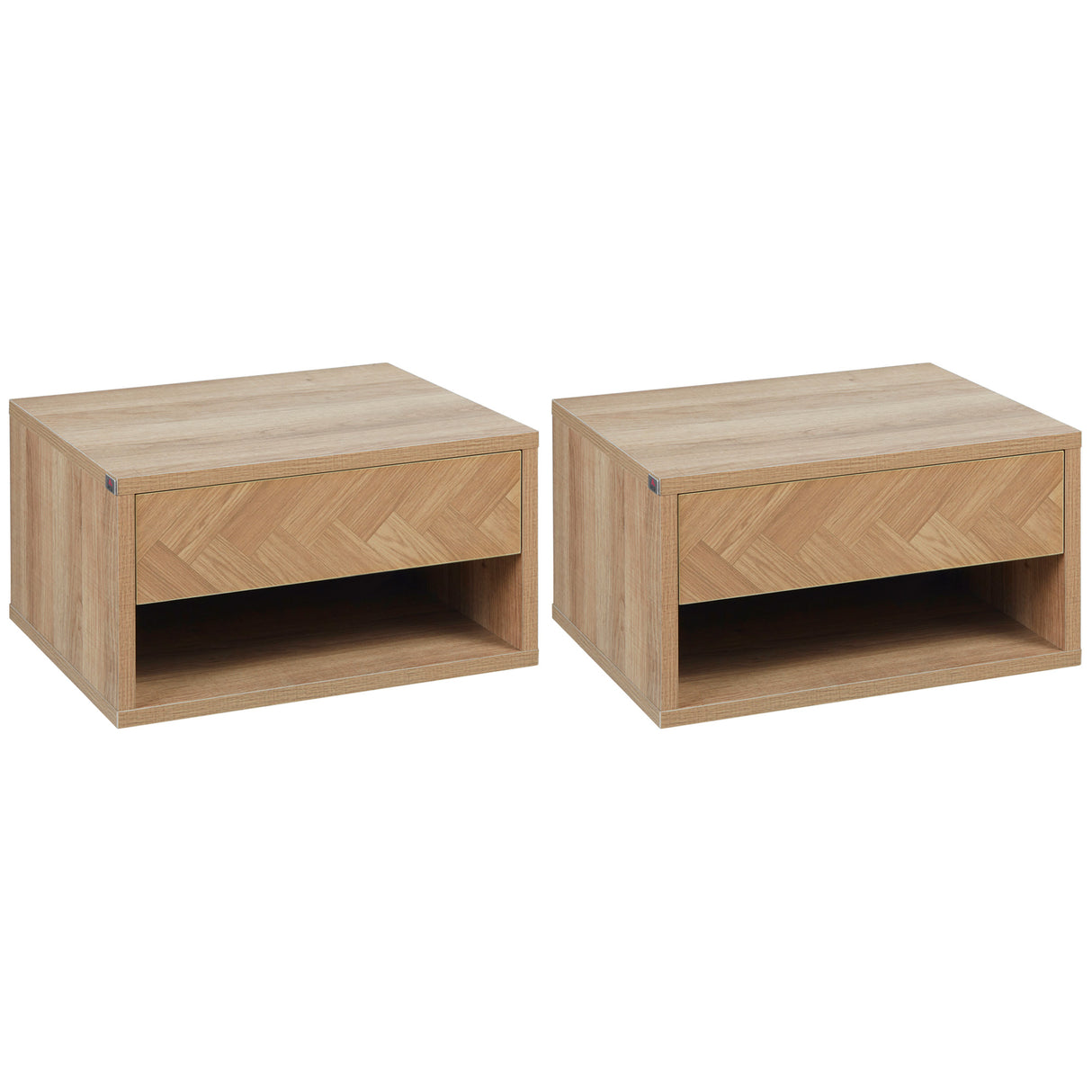 easycomfort easycomfort set 2 comodini moderni sospesi con cassetto e mensola in legno 37x32x21cm colore naturale