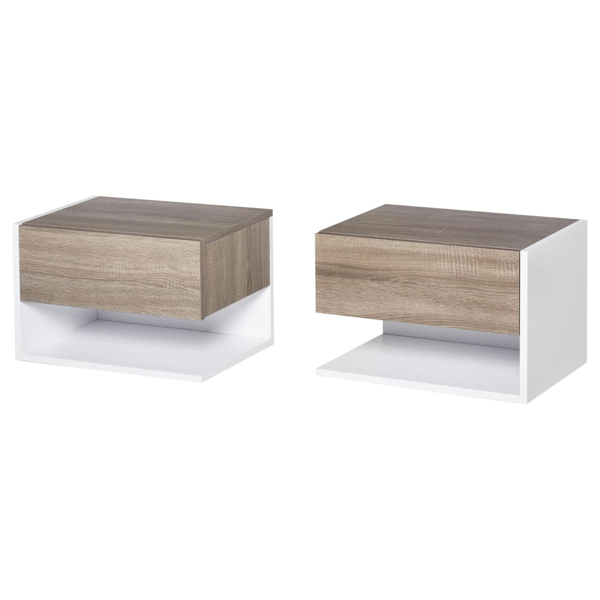 easycomfort easycomfort set 2 comodini sospesi a parete con cassetto e mensola bianco e rovere ean 8054111845663