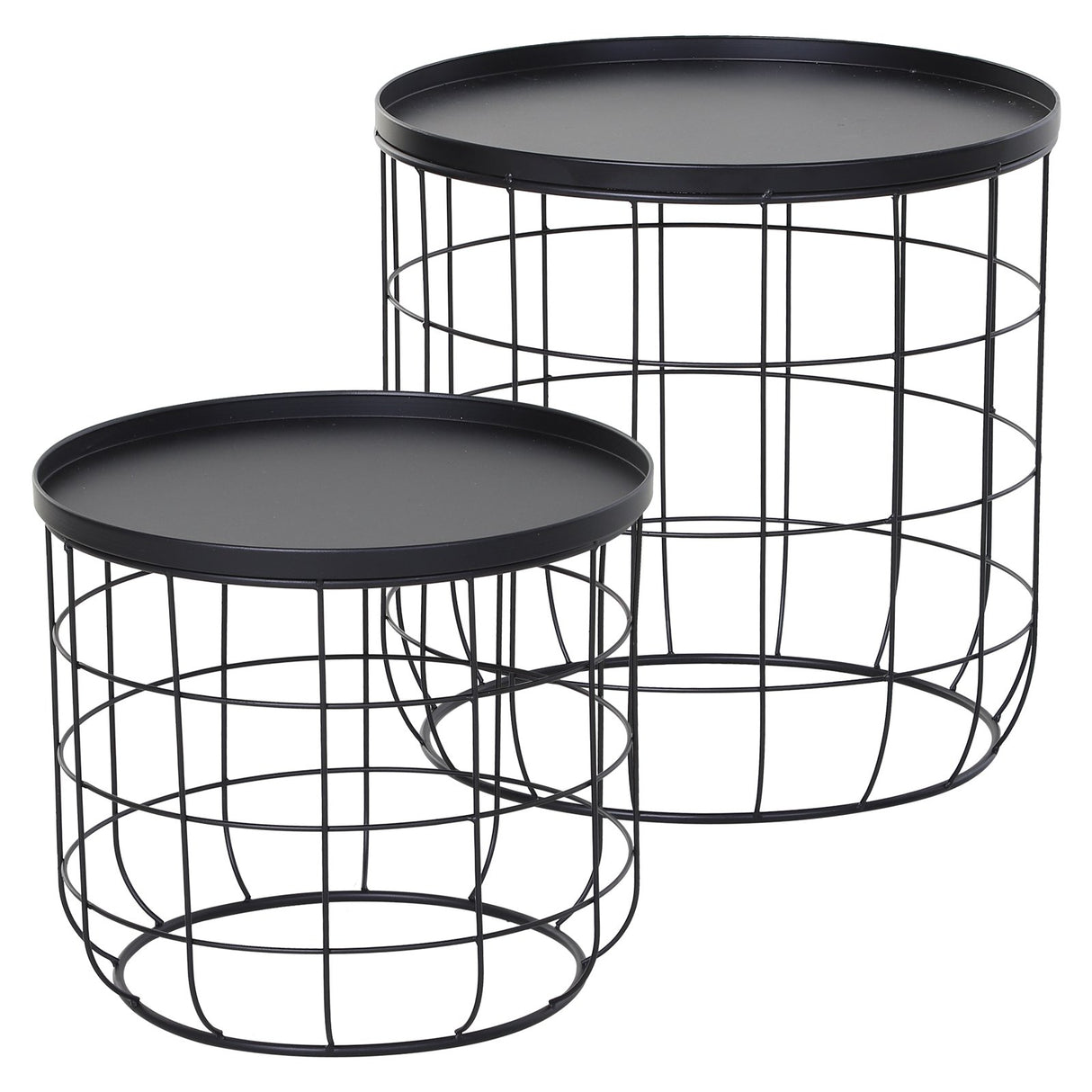 easycomfort easycomfort set 2 pezzi tavolini da caffe in metallo nero 50x50cm 41 5x35 5cm ean 8054144136899