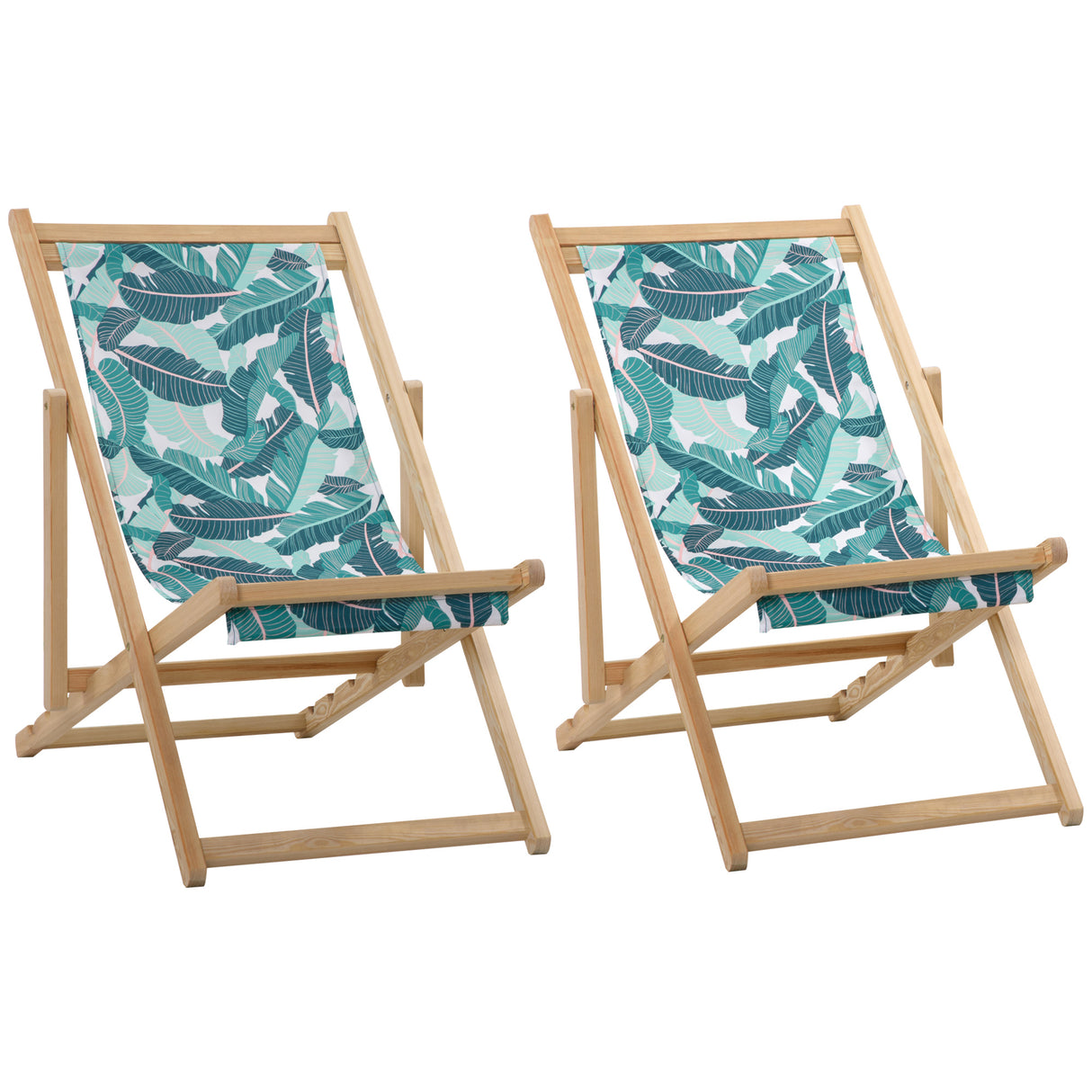 easycomfort easycomfort set 2 sdraio da giardino pieghevoli in legno con schienale reclinabile a 4 livelli fantasia tropicale