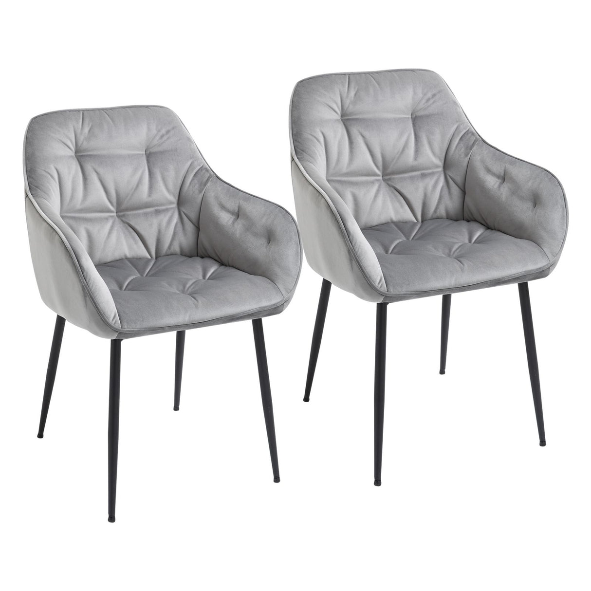 easycomfort easycomfort set 2 sedie moderne imbottite stile nordico in velluto e metallo grigio ean 8055776916248