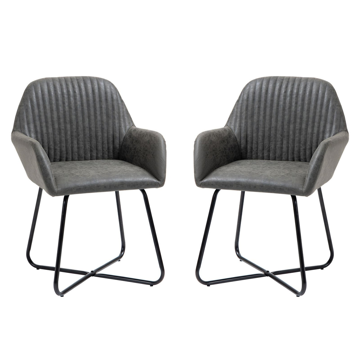 easycomfort easycomfort set 2 sedie moderne per sala da pranzo cucina o soggiornosedie imbottite in similpelle grigia