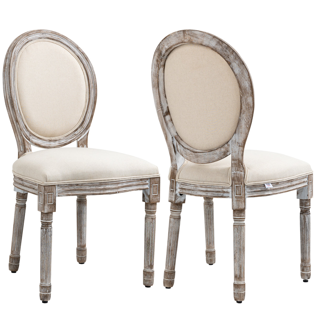 easycomfort easycomfort set 2 sedie per tavolo da pranzo classiche in legno con rivestimento in tessuto crema