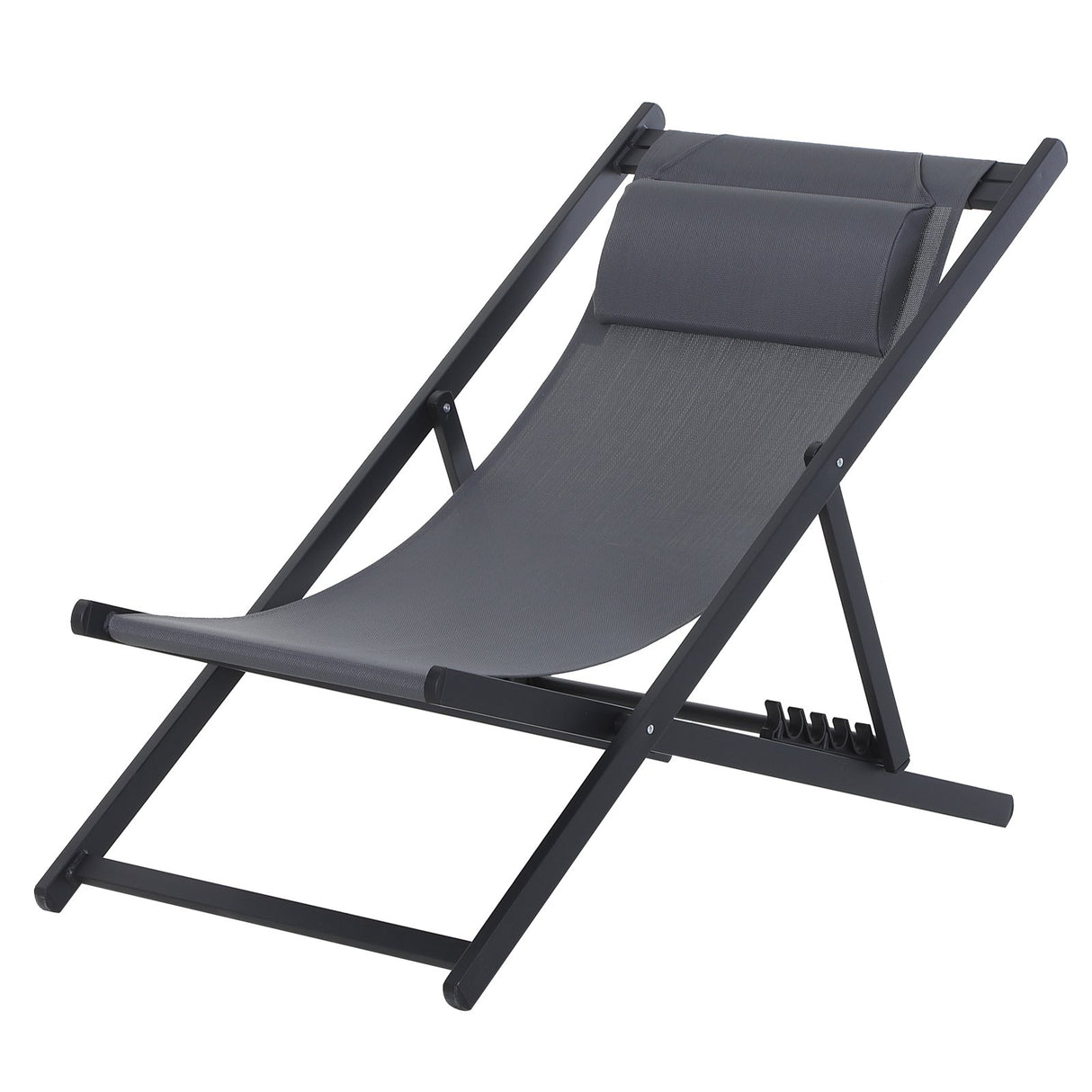 easycomfort easycomfort set 2 sedie sdraio pieghevoli in alluminio e texilene grigio ean 8054144132068