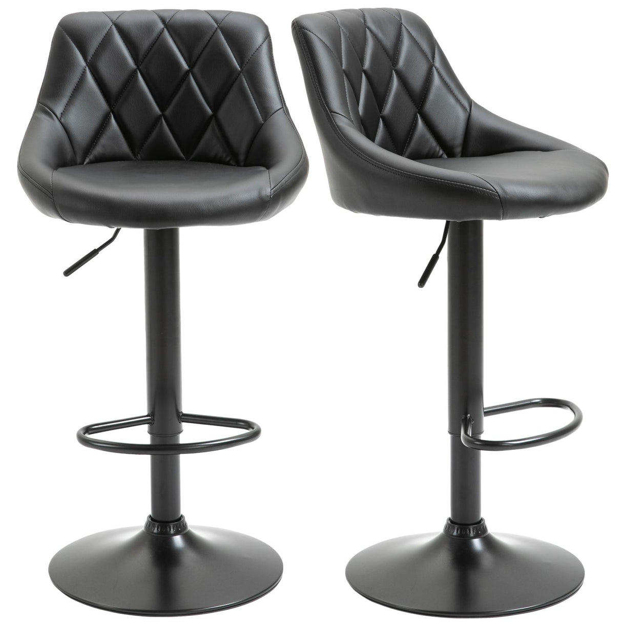 easycomfort easycomfort set 2 sgabelli da bar seduta con altezza regolabile e girevole schienale e poggiapiedi nero