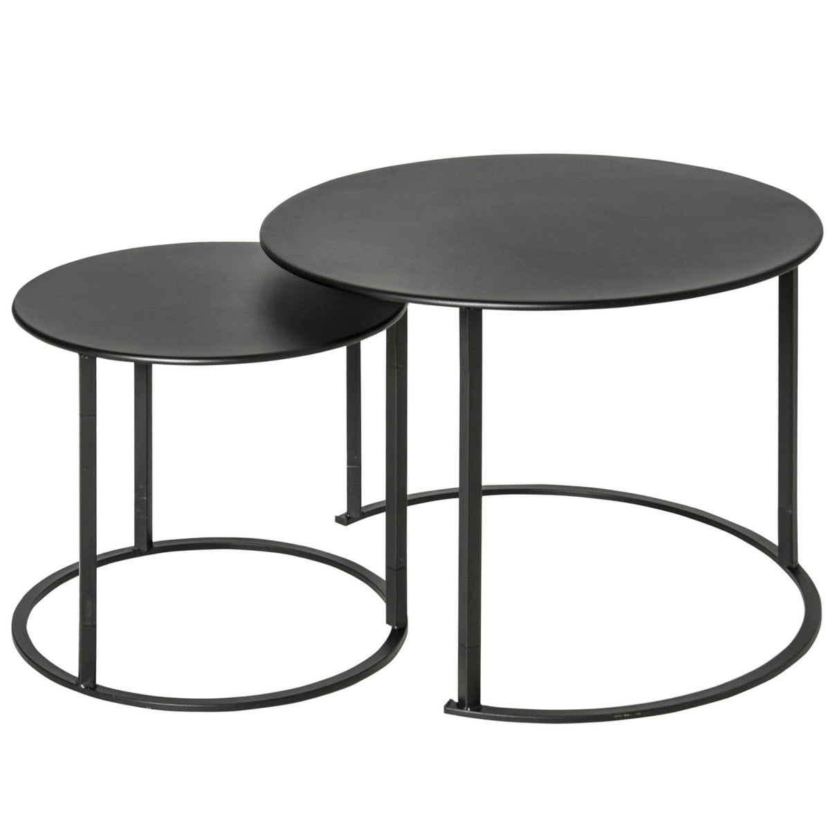 easycomfort easycomfort set 2 tavolini da salotto e giardino sovrapponibili in ferro nero ean 8054111840941