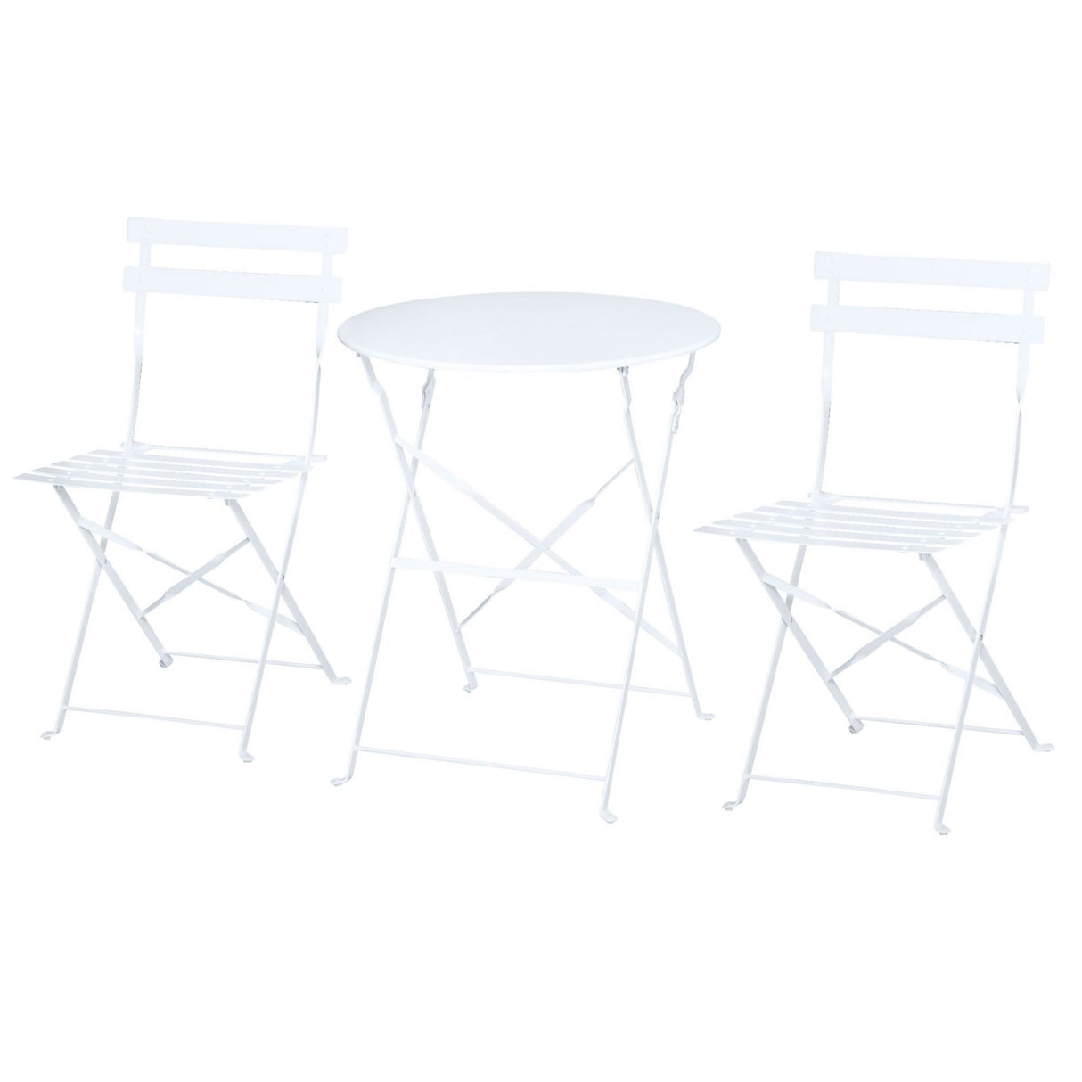 easycomfort easycomfort set 3 pezzi tavolino con sedie da giardino pieghevoli in metallo bianco ean 8054111847407