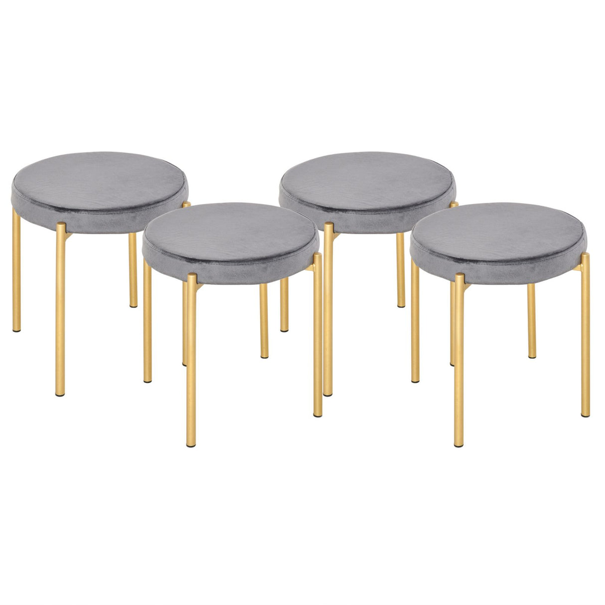 easycomfort easycomfort set 4 sgabelli rotondi imbottiti per cucina salotto o sala da pranzo oro e grigio