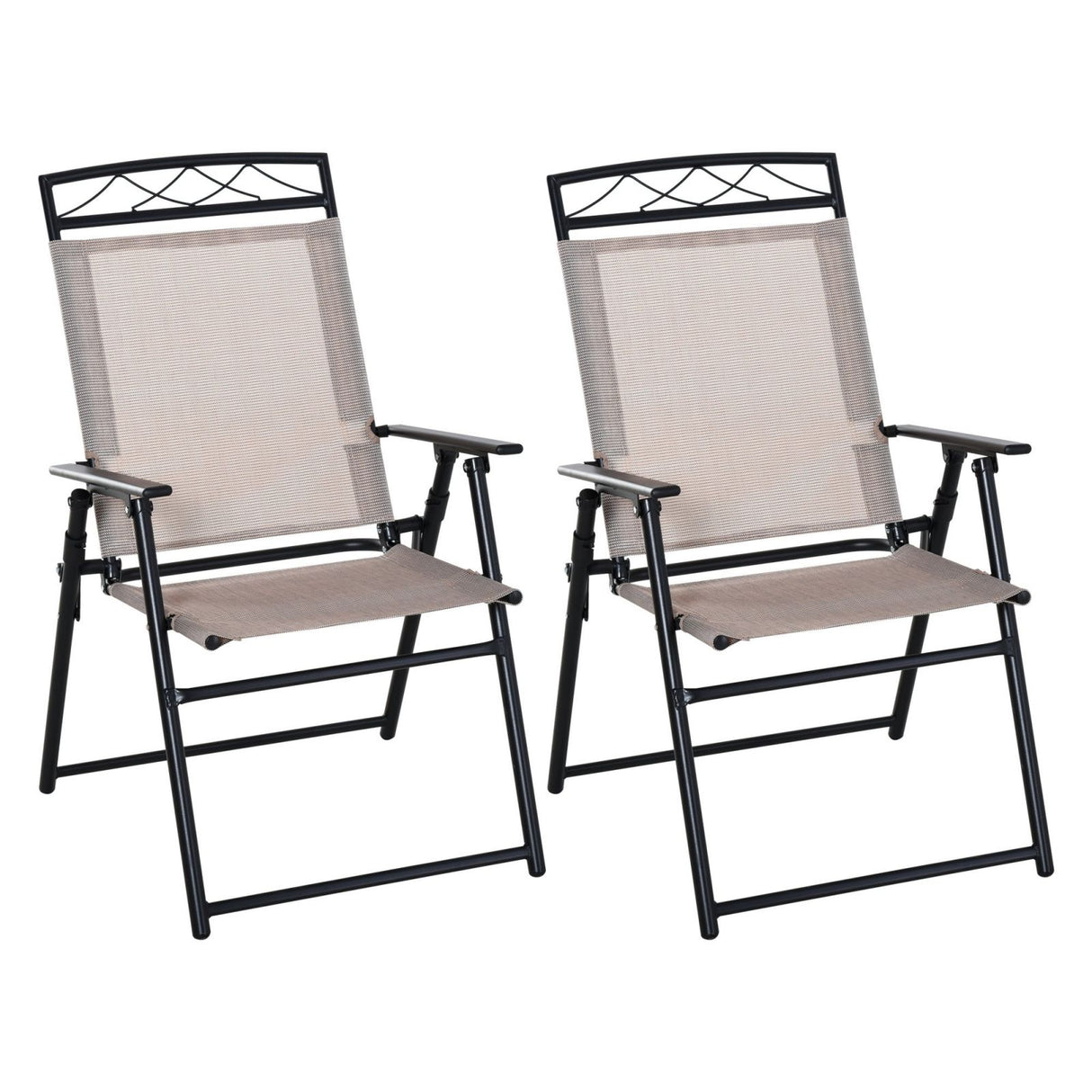 easycomfort easycomfort set di 2 sedie pieghevoli da giardino con braccioli in metallo e textilene beige e nero ean 8054144137766
