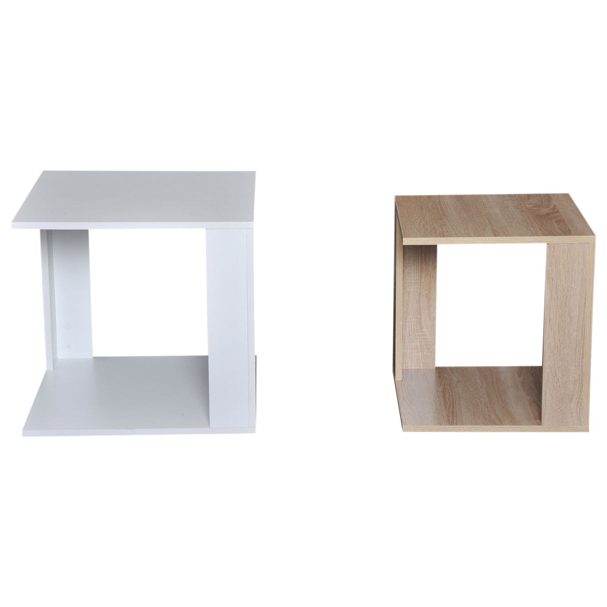 easycomfort easycomfort set di 2 tavolini componibile bianco e rovere 50x50x48cm40x40x44cm ean 8054111843645