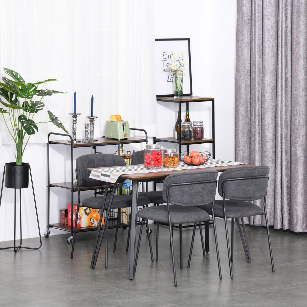 easycomfort easycomfort set di 4 sedie moderne imbottite e impilabili rivestimento in tessuto e gambe in metallo grigio scuro