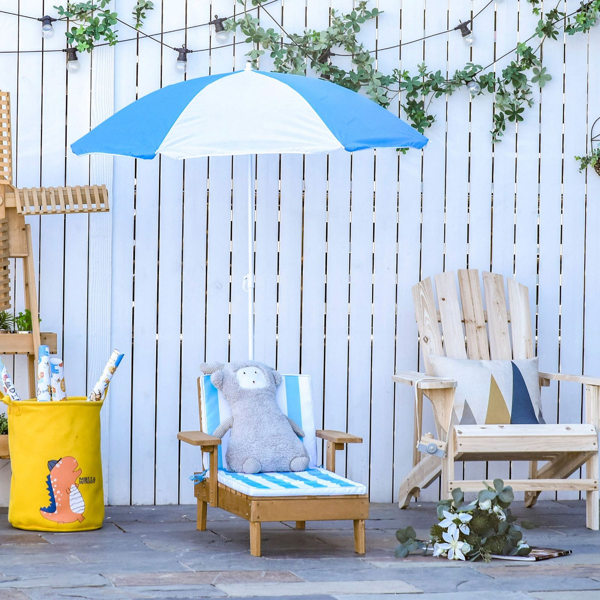 easycomfort easycomfort set lettino da spiaggia per bambini con ombrellone sdraio mare per bambini 3 7 anni bianca e blu ean 8055776910628