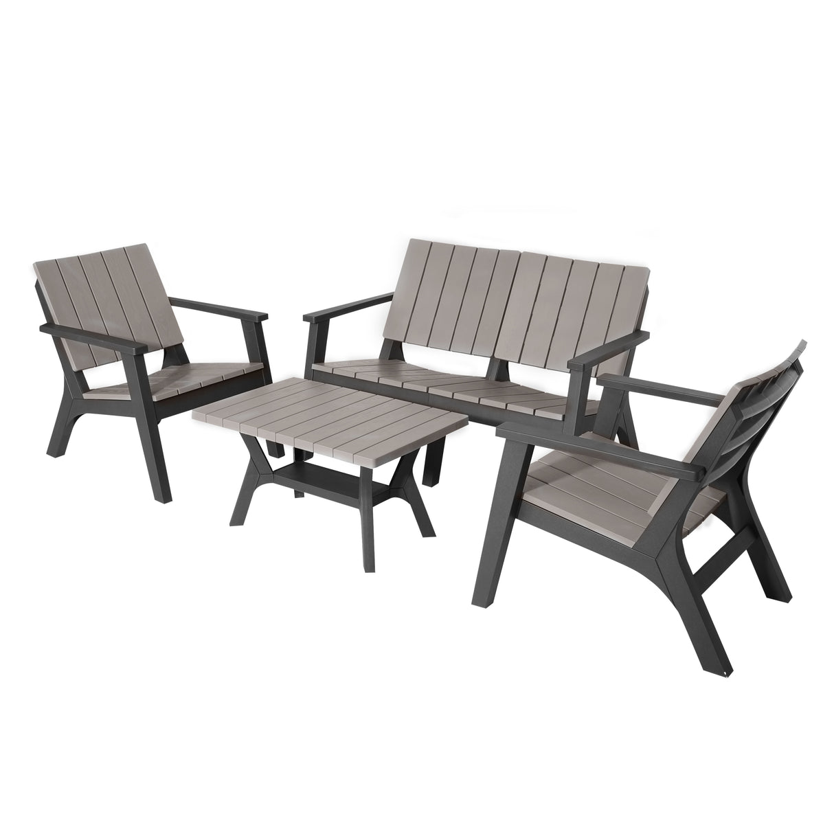 easycomfort easycomfort set tavolino e sedie adirondack da giardino ed esterno grigio e nero
