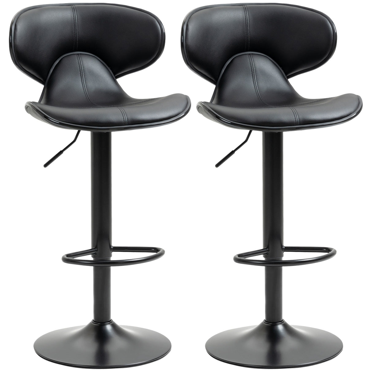 easycomfort easycomfort sgabello da bar girevole set 2 pezzi ad altezza regolabile con poggiapiedi 45 5x46x89 5 109 5 cm nero