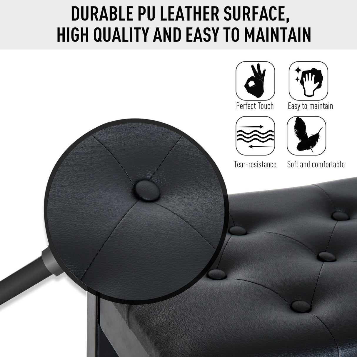 easycomfort easycomfort sgabello panchetta panchina sedia per pianoforte con vano portaoggetti nero 75x35x50 cm ean 8054144134031