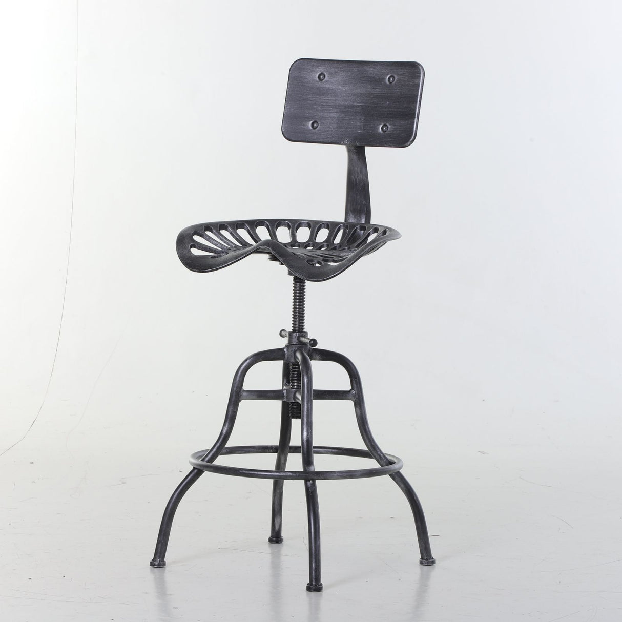 easycomfort easycomfort sgabello stile industriale in acciaio con schienale e altezza regolabile ean 8055776915609