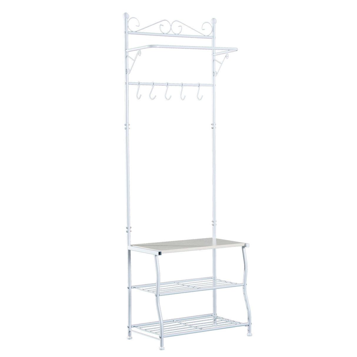 easycomfort easycomfort stand appendiabiti attaccapanni per ingresso scarpiera a 2 ripiani 5 ganci metallo 60 35 175cm bianco ean 8054111842167