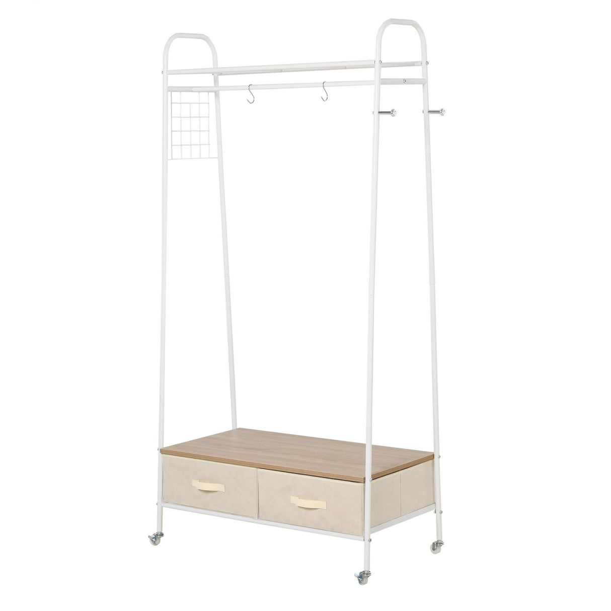 easycomfort easycomfort stand rella appendiabiti con 2 cassetti in metallo bianco e beige 99x47x185cm