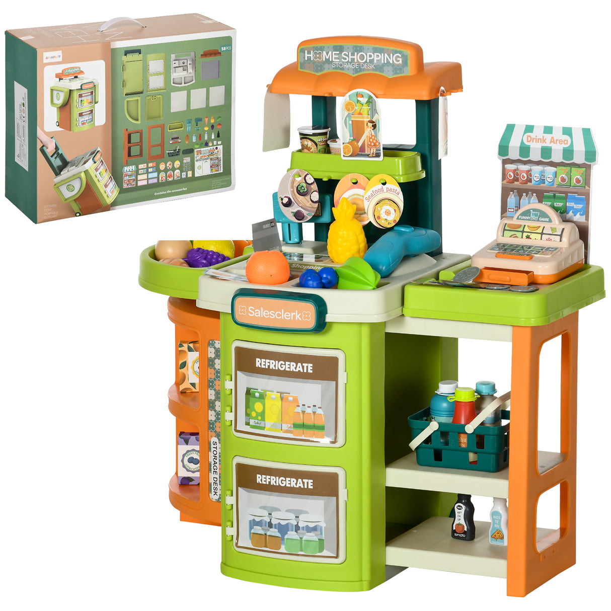 easycomfort easycomfort supermercato giocattolo per bambini 3 6 anni con cassa e accessori design pieghevole a trolley