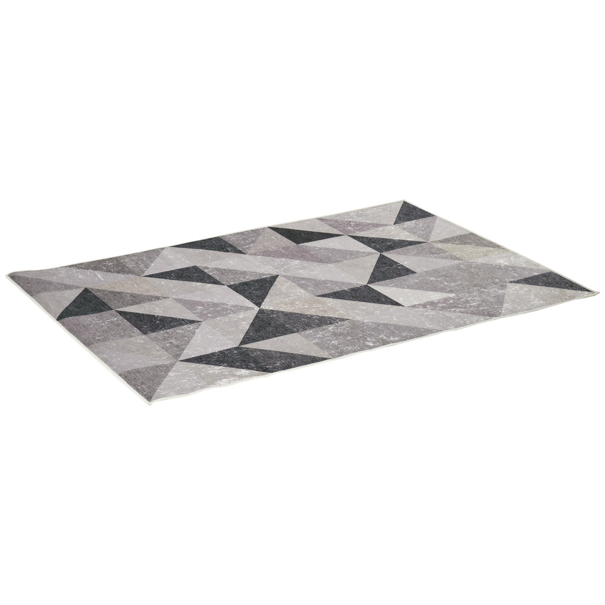 easycomfort easycomfort tappeto moderno pelo corto con triangoli in poliestere per interni 200x140cm grigio nero e bianco