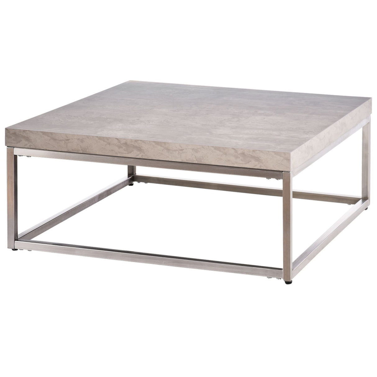 easycomfort easycomfort tavolino da caffe basso effetto cemento stile industriale in acciaio e mdf 80x80x34cm grigio