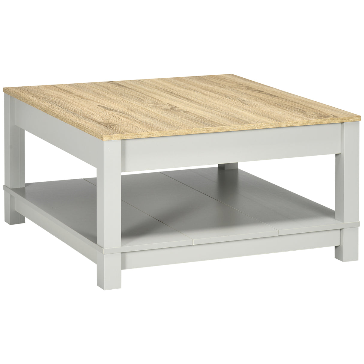 easycomfort easycomfort tavolino da caffe moderno in truciolato con ripiano aperto 80x80x42 5 cm grigio e color legno