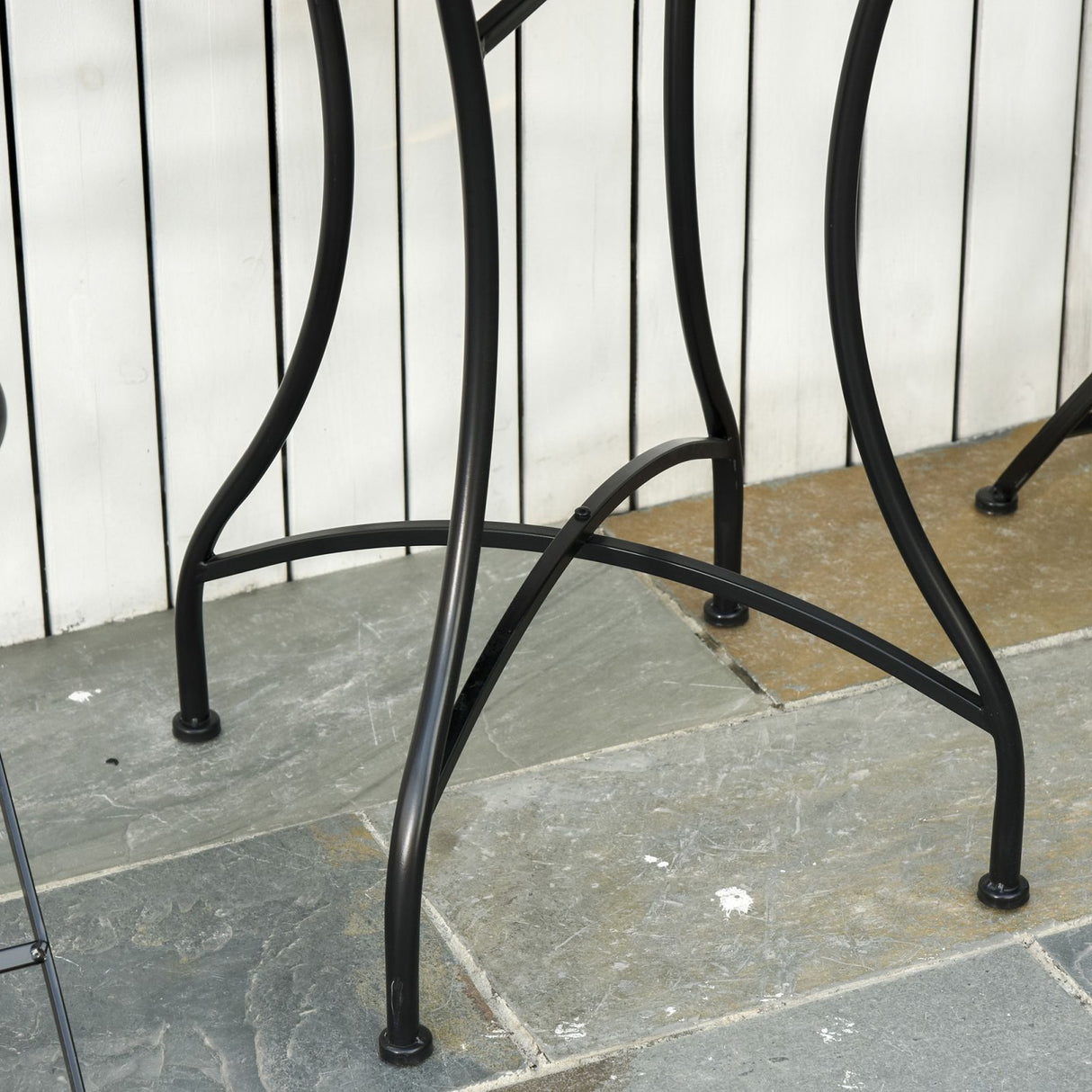 easycomfort easycomfort tavolino da giardino in metallo e ceramica tavolo da esterno per terrazzo o balcone 60x71cm nero ean 8054144135410