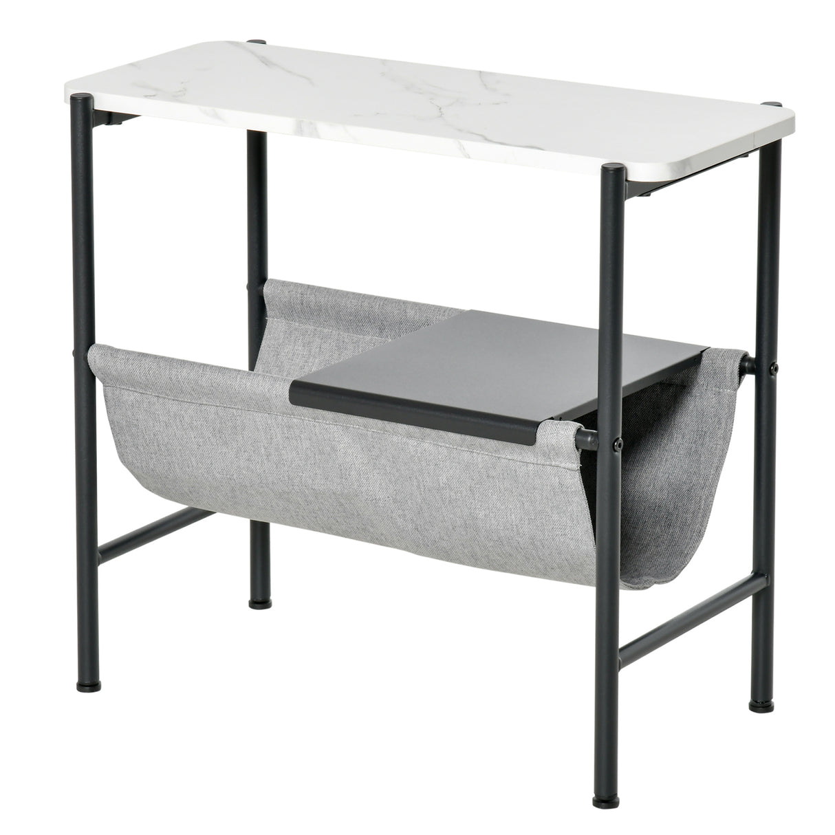 easycomfort easycomfort tavolino da salotto con mensola rimovibile in tessuto grigio