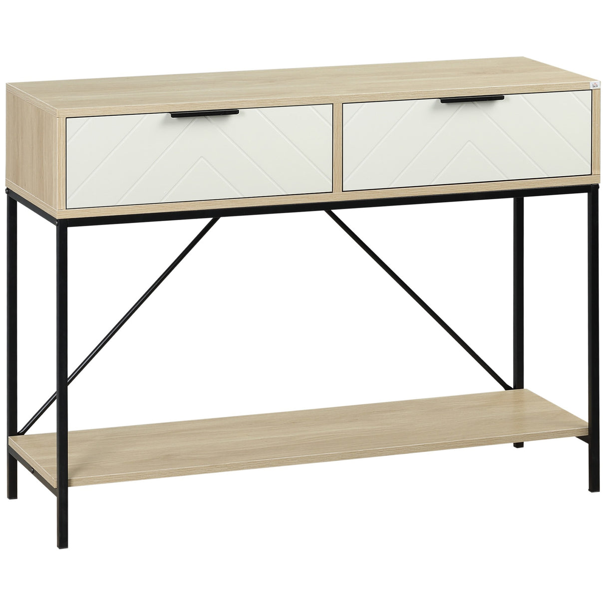easycomfort easycomfort tavolo consolle da ingresso con 2 cassetti e ripiano inferiore in mdf truciolato e acciaio 100x33 5x76 5 cm