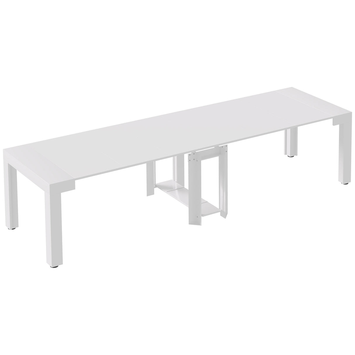 easycomfort easycomfort tavolo da pranzo allungabile da 8 10 persone in legno e metallo 45 300x90x75 5 cm bianco lucido