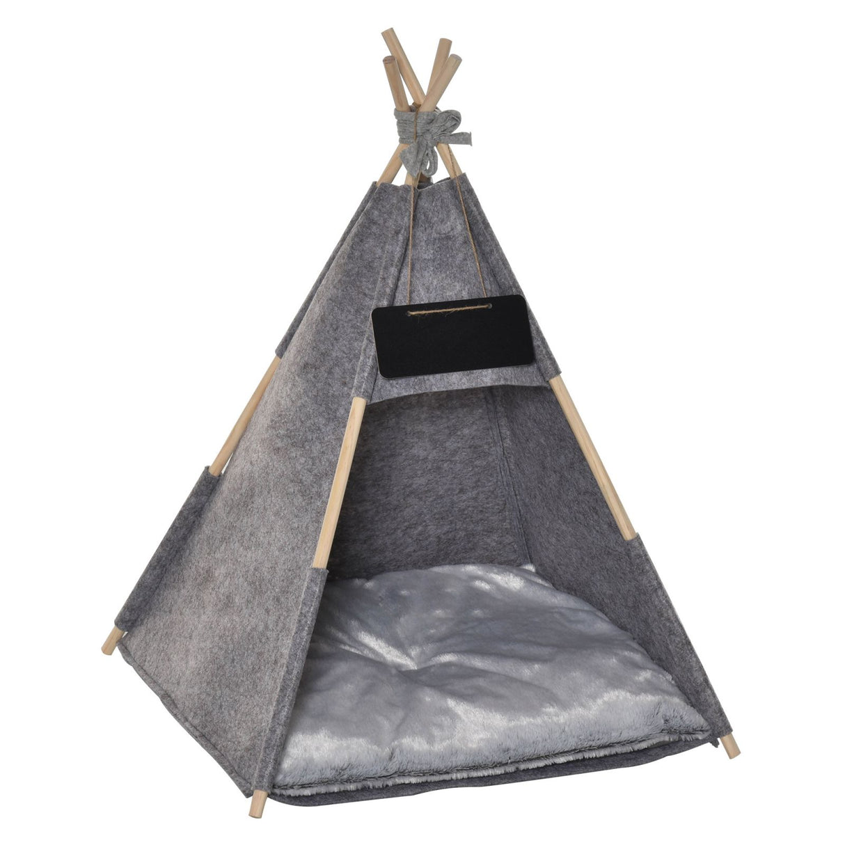 easycomfort easycomfort tenda cuccia per gatti o cani piccoli da interno teepee in feltro grigio 58x58x80cm