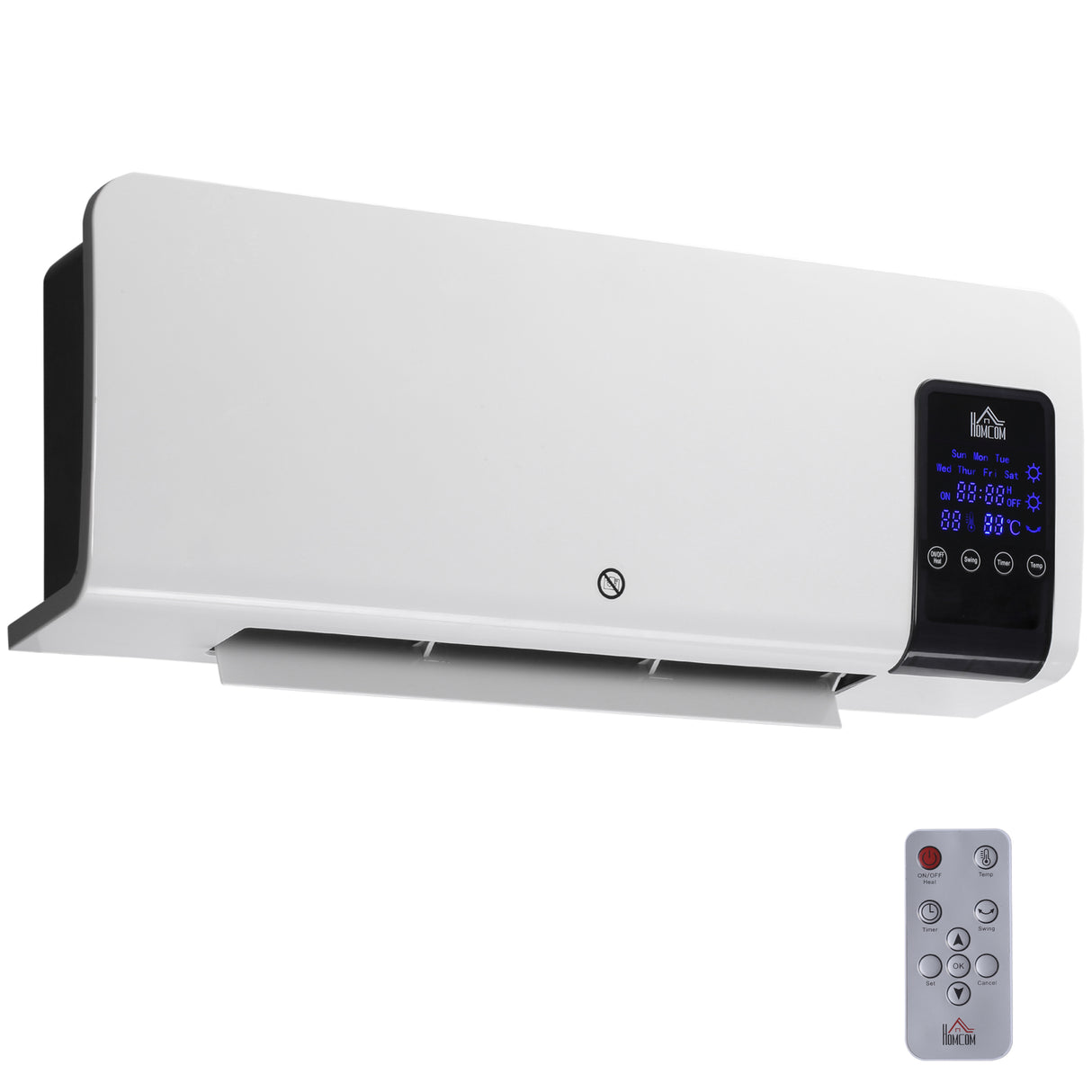 easycomfort easycomfort termoventilatore da parete oscillatorio con timer 12h e 2 modalita di riscaldamento 54 5x12x21 5 cm bianco