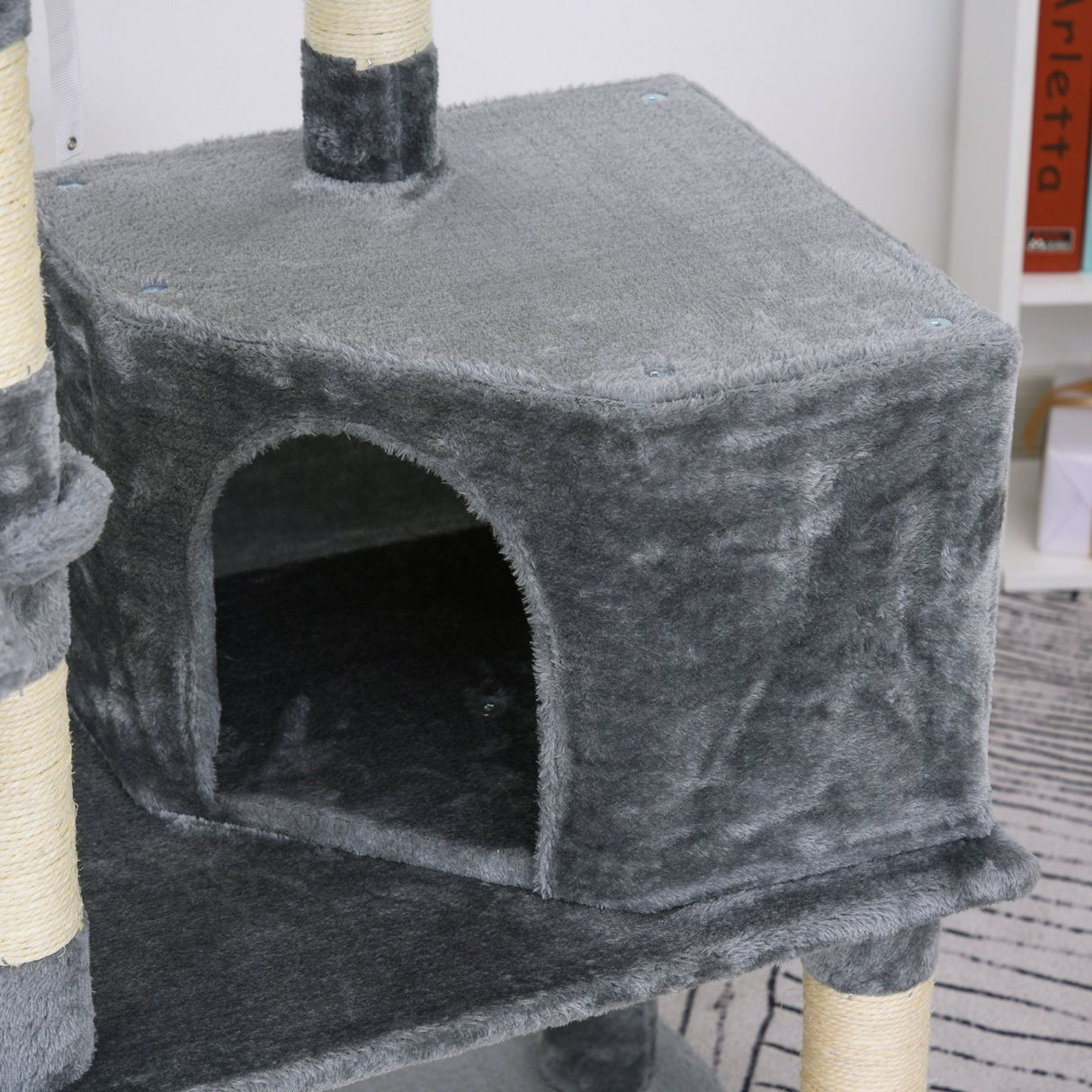 easycomfort easycomfort tiragraffi a colonna per gatti con 4 livelli cuccia lettini sospesi e pali in corda sisal grigio ean 8054144133553