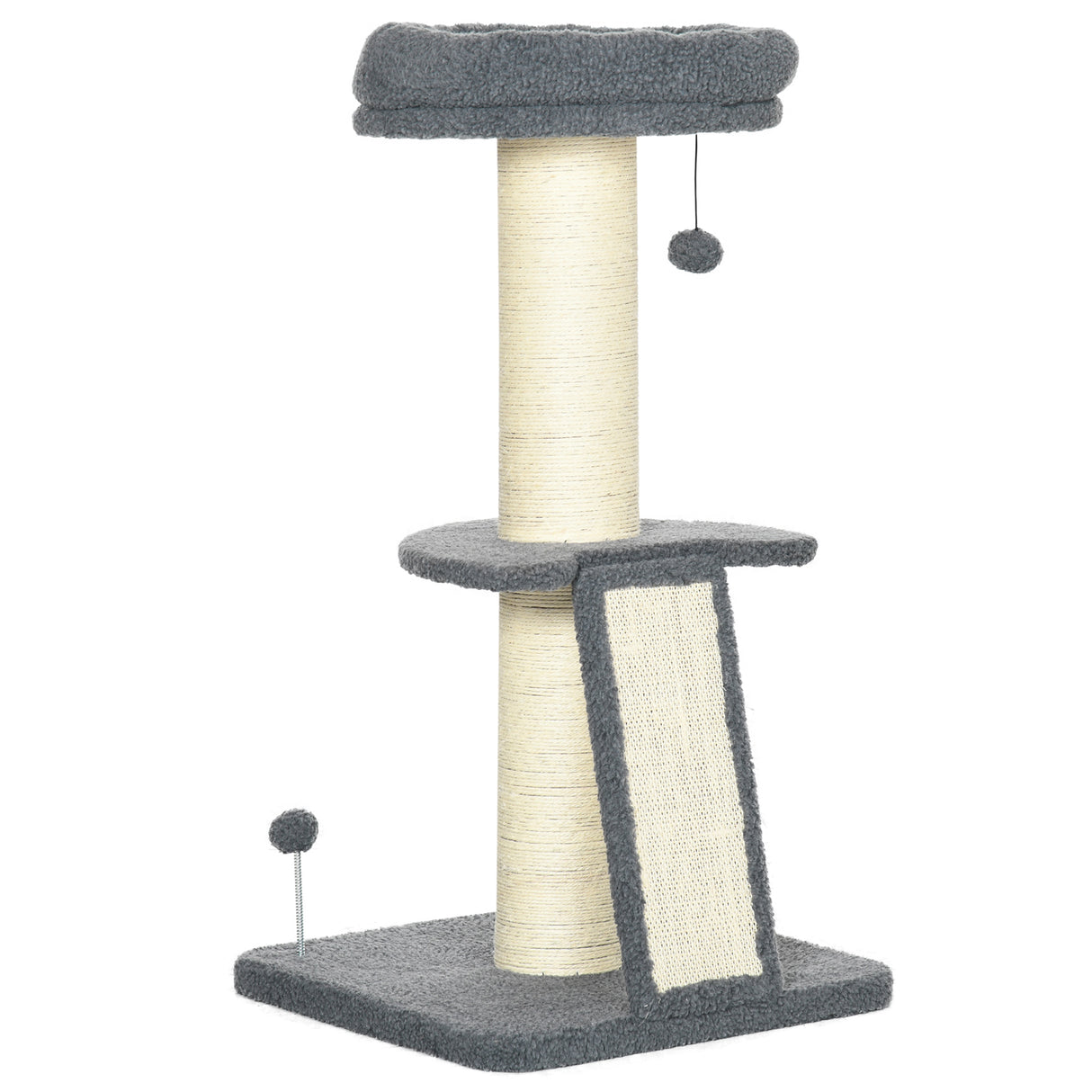 easycomfort easycomfort torre per gatti tiragraffi con palline e posatoi in truciolato sisal e finto vello dagnello 48x48x92 cm