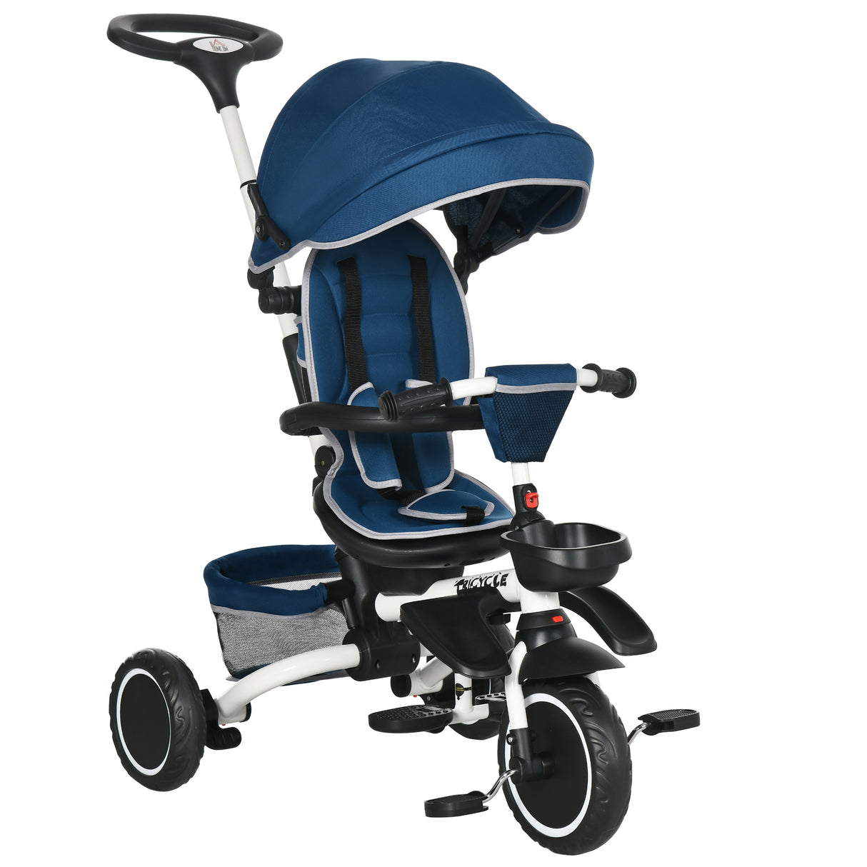 easycomfort easycomfort triciclo per bambini 12 50 mesi con maniglia di spinta tettuccio e poggiapiedi 110x58x100 cm blu e bianco