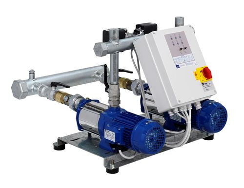 ebara gruppo di pressurizzazione ebara con 2 pompe multistadio orizzontali con corpo in ghisa e collettori in inox 304 2gp compact a15 m 2001050200b senza vaso e con predisposizione montaliquidi silenzioso