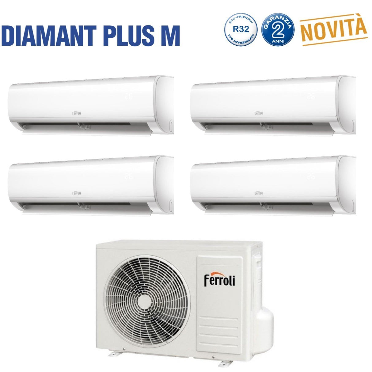 ferroli climatizzatore condizionatore ferroli quadri split inverter serie diamant plus m 7777 con 28 4 r 32 wi fi integrato 7000700070007000 novita