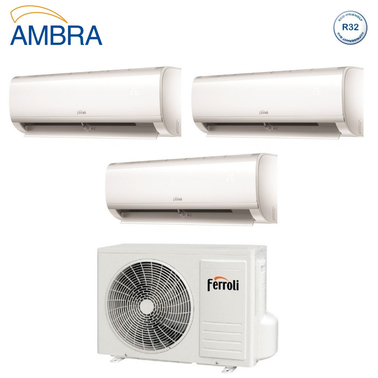 ferroli climatizzatore condizionatore ferroli trial split inverter serie ambra m 7712 con 28 4 r 32 wi fi integrato 7000700012000 novita