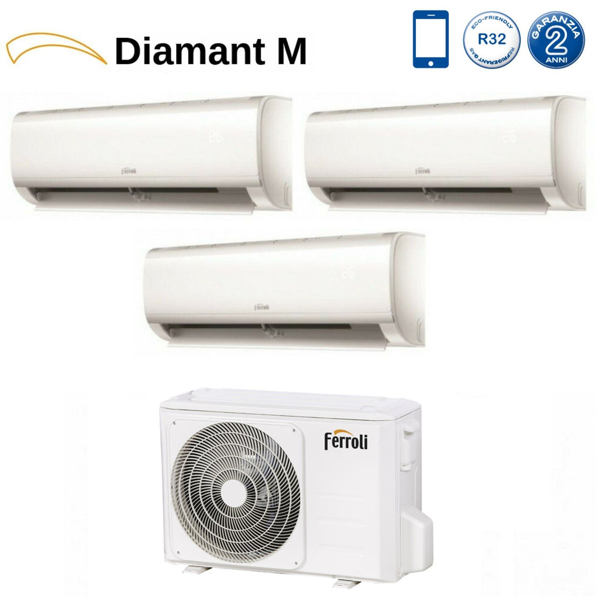 ferroli climatizzatore condizionatore ferroli trial split inverter serie diamant m 71212 con 27 3 r 32 wi fi integrato 70001200012000 novita