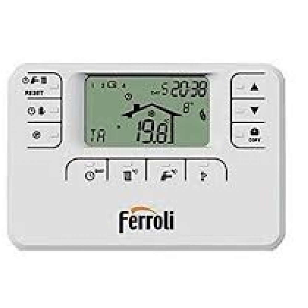 ferroli cronocomando cronotermostato remoto ferroli romeo w rf wireless con programmazione settimanale cod 013101xa ean 8028693570121