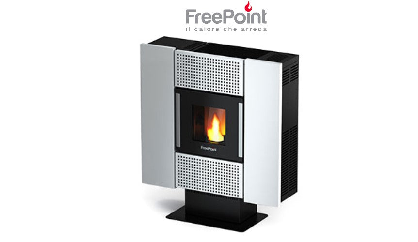 freepoint stufa a pellet freepoint modello square airtight vetro 65 kw colore bianco